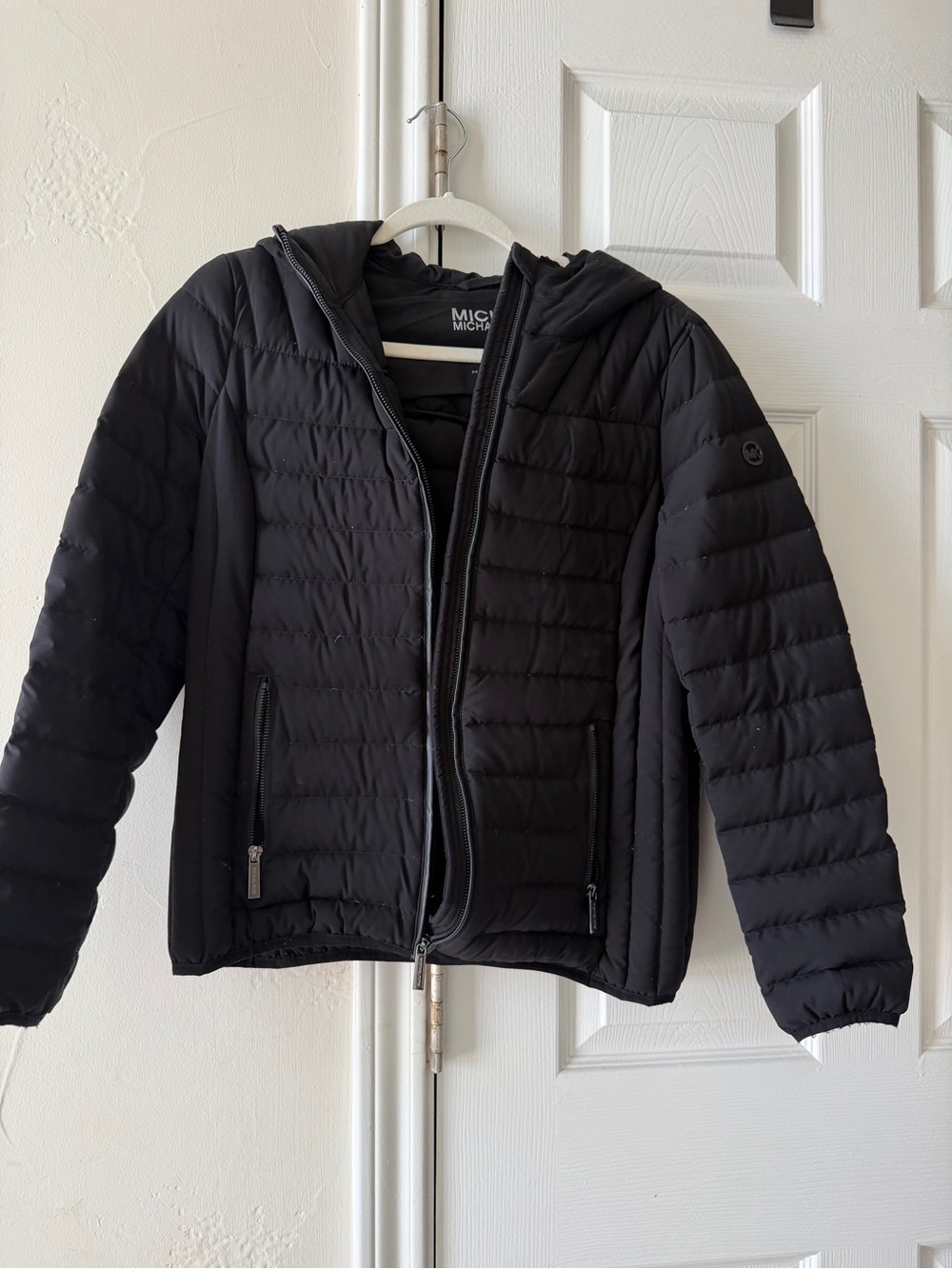 Michael Kors Black Hooded Quilted Puffer Jacket